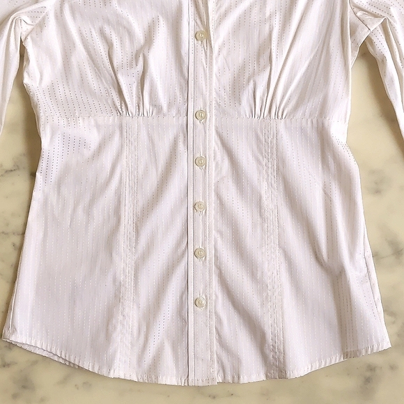 NWT. The Limited Cotton Rayon Spandex Dress Shirt w/gold stripes & waist design. - Picture 5 of 6